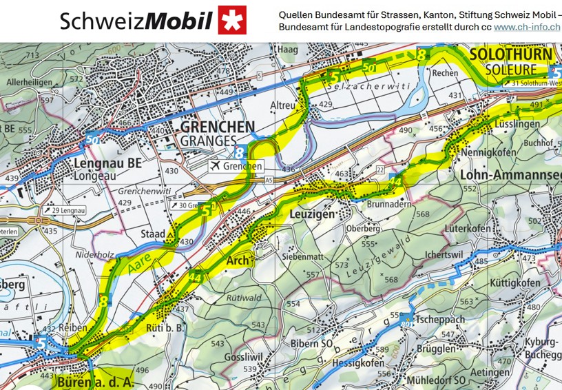 karte velotouren solothurn